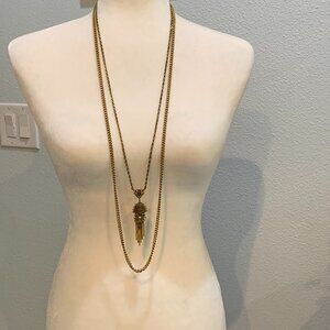 Vintage Gold Tone 2 Strand Filigree Tassel Necklace 36" Decorative Clasp